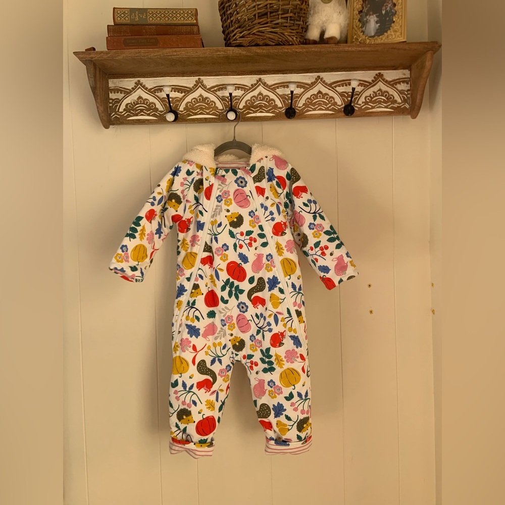 Baby Boden Hooded Toddler Bunting in Harvest Print